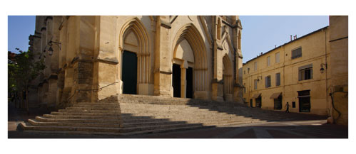Montpellier, L'Eglise Saint Roch - Carte Postale panoramique 10x23. Photographe Marianne Raous