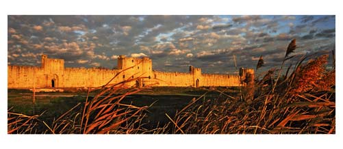 Aigues Mortes - Les remparts d'Aigues Mortes au soleil couchant - Les remparts sud